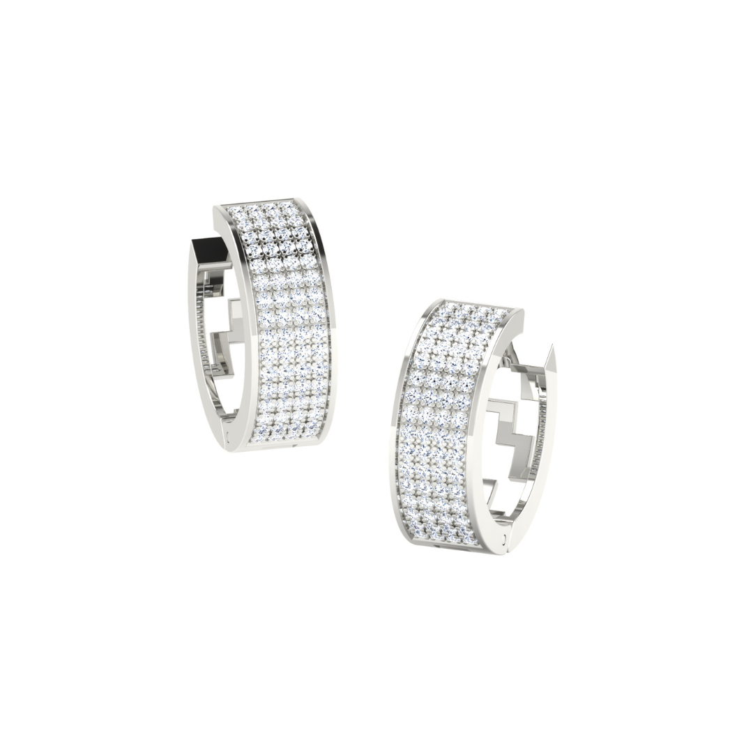 Nidal Jewels | Caged Radiance White Gold Hoops - Nidal Jewels